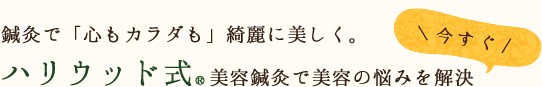 鍼灸で「心もカラダも」綺麗に美しく。ハリウッド式®美容鍼灸で美容の悩みを解決